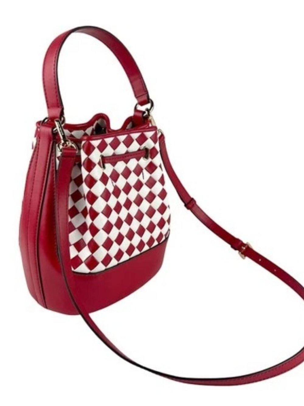 Auth Michael Kors Handbag Shoulder Bag Red/White Leather/Goldtone - z6654 - Picture 11 of 13